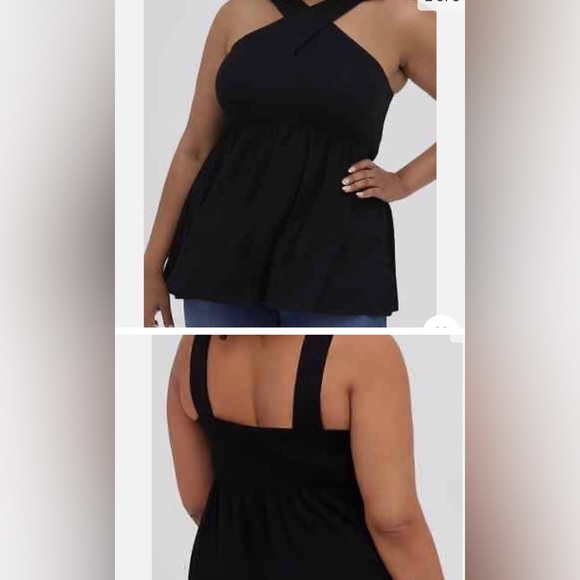 ❌SOLD❌Torrid Halter Neck Surplice Babydoll Tank Super Soft Black Size 2 - Picture 2 of 5